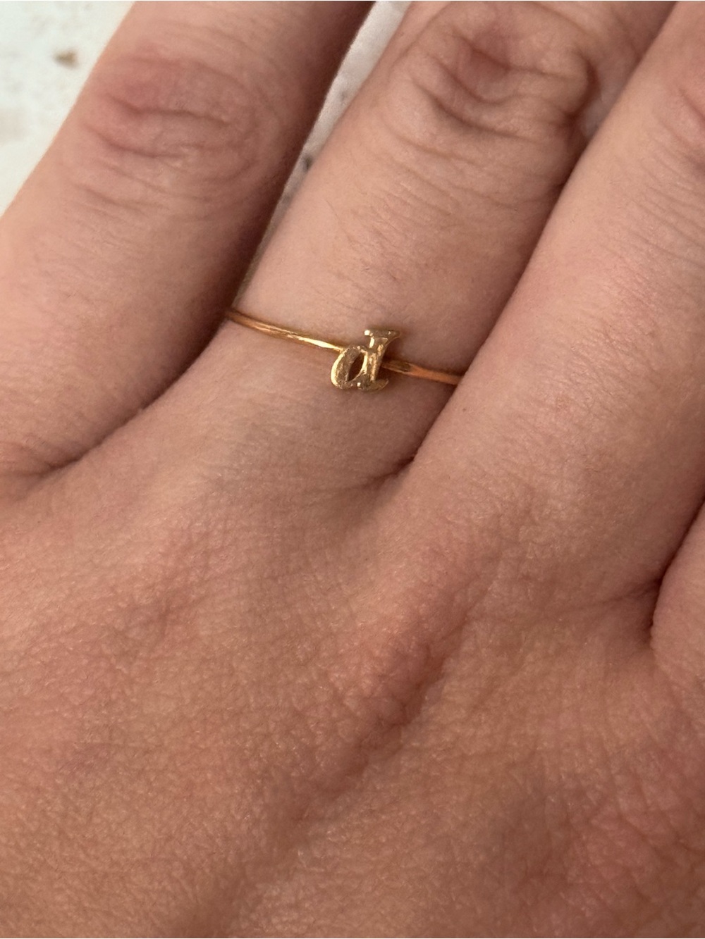 Minimal Gold Initial 'd' Thin Band Ring - Women's Stackable Jewelry